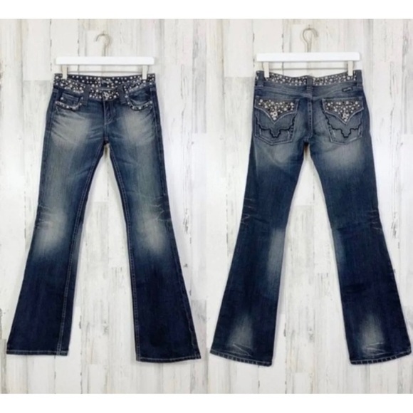Miss Me Sz 28 Studded Boot Cut Denim Blue Jeans Womens RARE - Picture 6 of 15